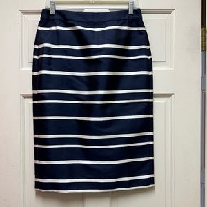 J Crew Navy and White Pencil Skirt